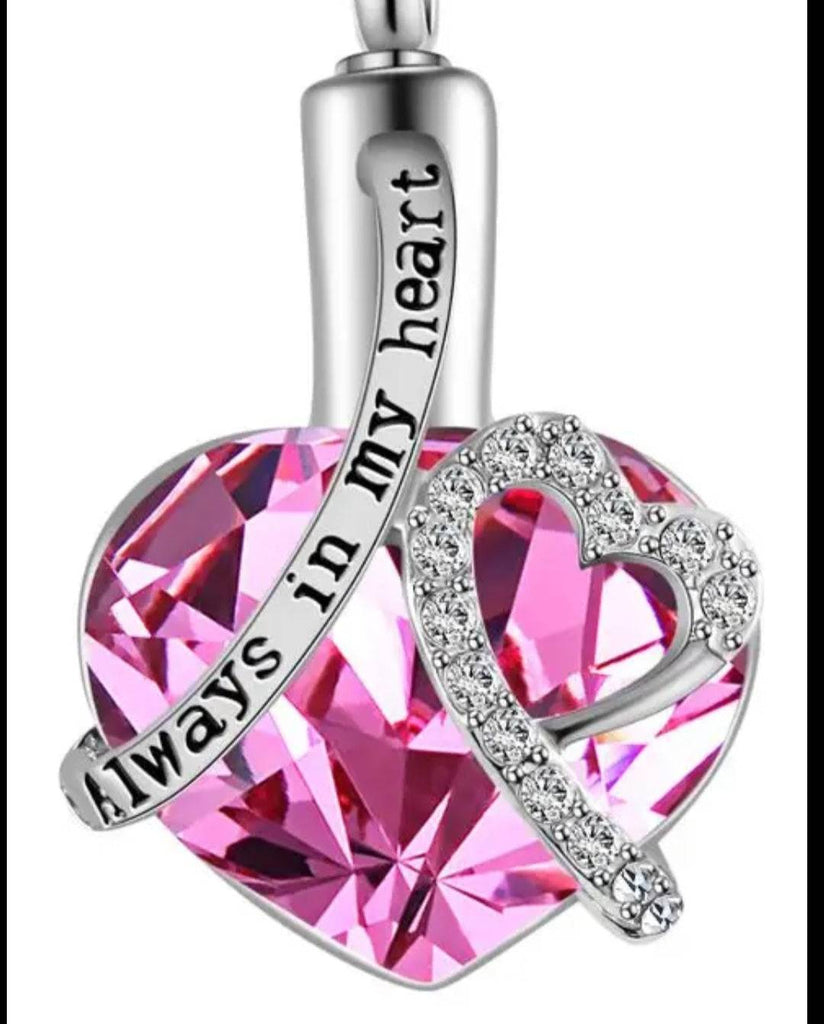 Always in my heart - Blue or Pink Rhinestone Cremation Necklace PRAGMA - Cremation Jewellery & Keepsakes Cremation Jewellery cremation necklace