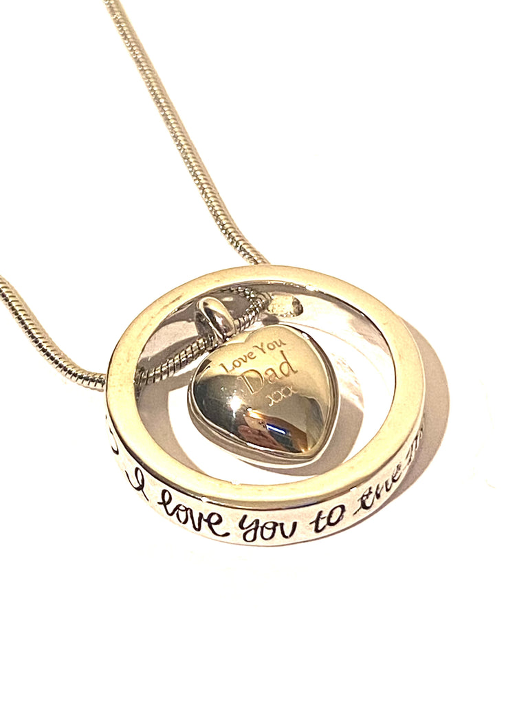 Eternity Heart 'I Love You To The Moon And Back' Necklace for Ashes PRAGMA - Cremation Jewellery & Urns  Cremation Jewellery Blank cremation necklace