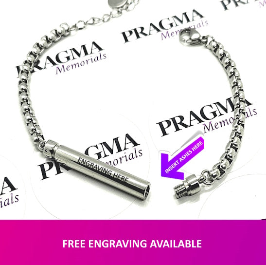 The Seraphic - customised silver cremation bracelet for ashes PRAGMA - Cremation Jewellery & Keepsakes cremation necklace
