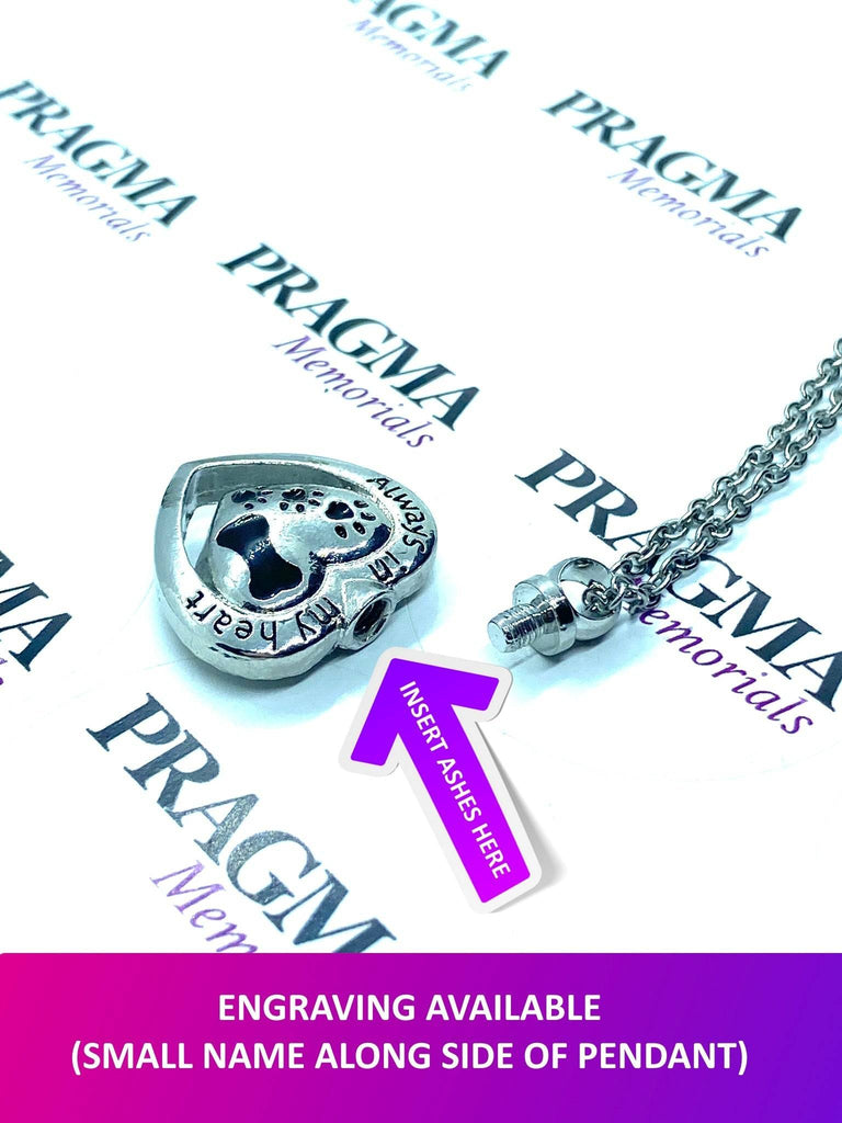 "Always in My Heart" - Silver Cremation Necklace for Pets PRAGMA - Cremation Jewellery & Keepsakes Cremation Jewellery cremation necklace