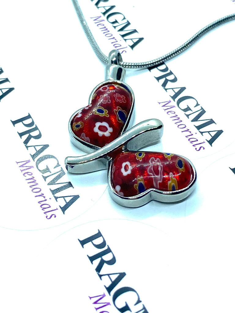 Butterfly Glass Heart - Cremation Jewellery PRAGMA - Cremation Jewellery & Urns  Cremation Jewellery cremation necklace