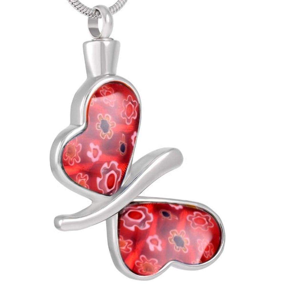 Butterfly Glass Heart - Cremation Jewellery - PRAGMA - Cremation Jewellery & Keepsakes