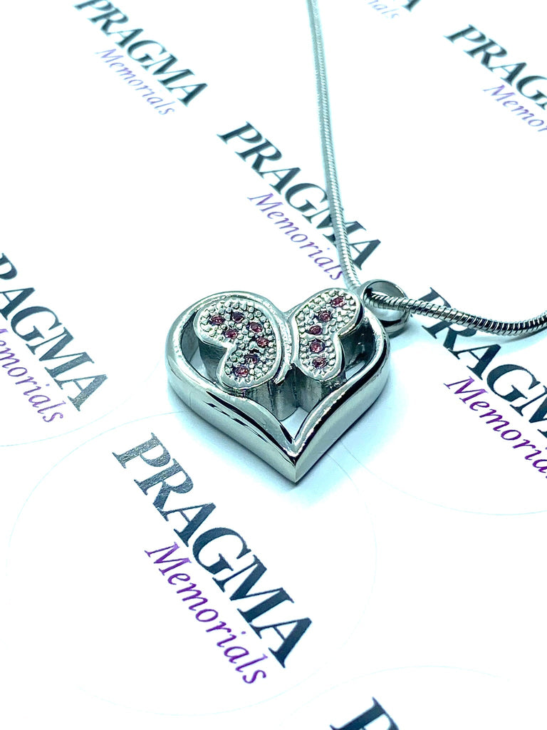 Butterfly in Heart - Cremation Necklace for Ashes PRAGMA - Cremation Jewellery & Urns  Cremation Jewellery cremation necklace