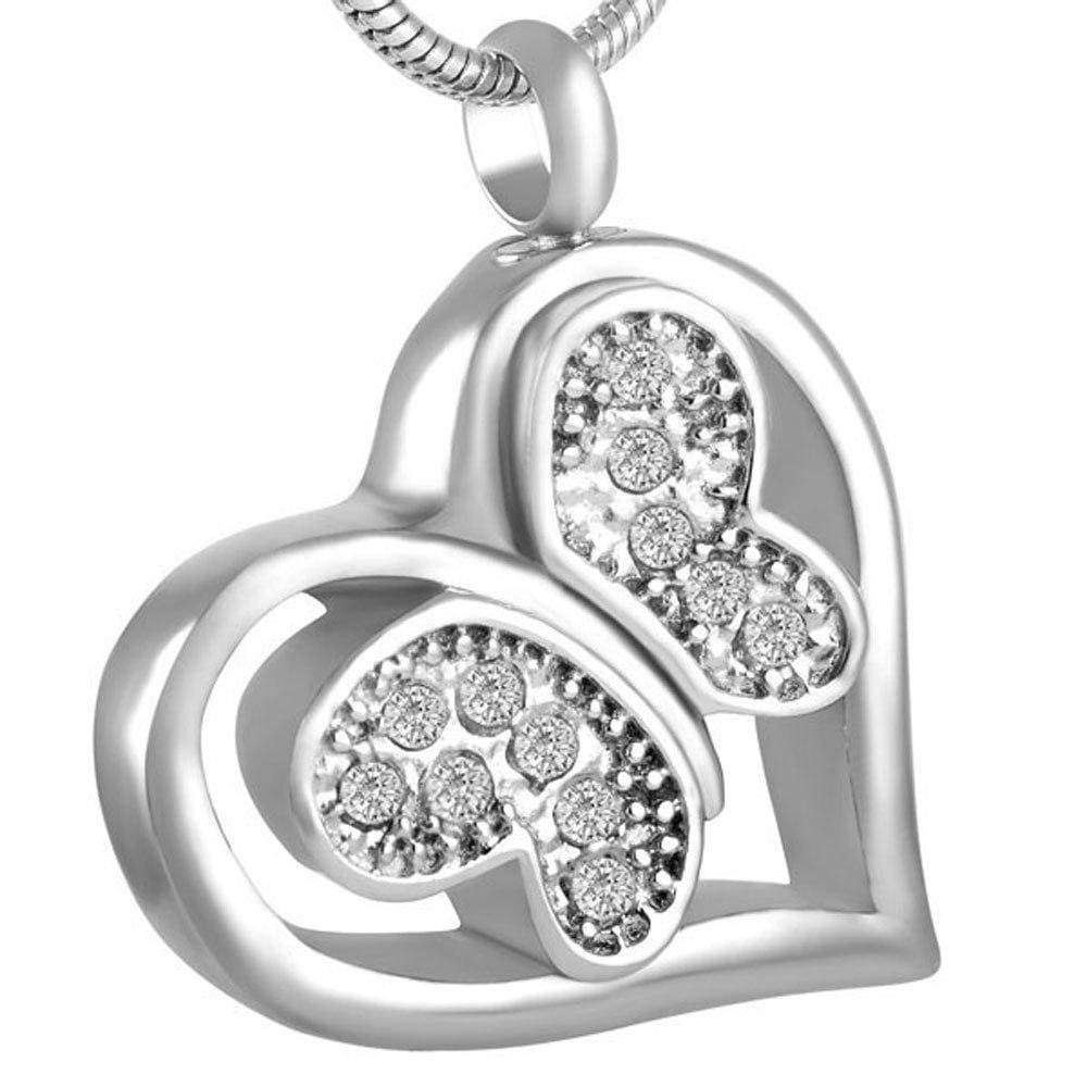 Butterfly in Heart - Cremation Necklace for Ashes - PRAGMA - Cremation Jewellery & Keepsakes