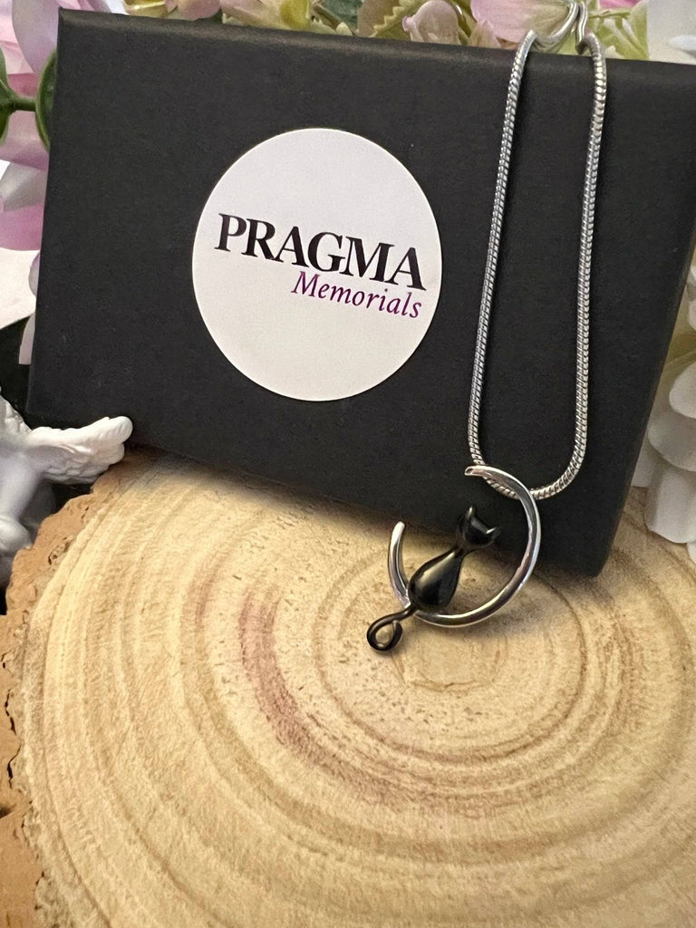 Cat & Moon - Cremation Ashes Pendant & Necklace PRAGMA - Cremation Jewellery & Urns  Cremation Jewellery cremation necklace