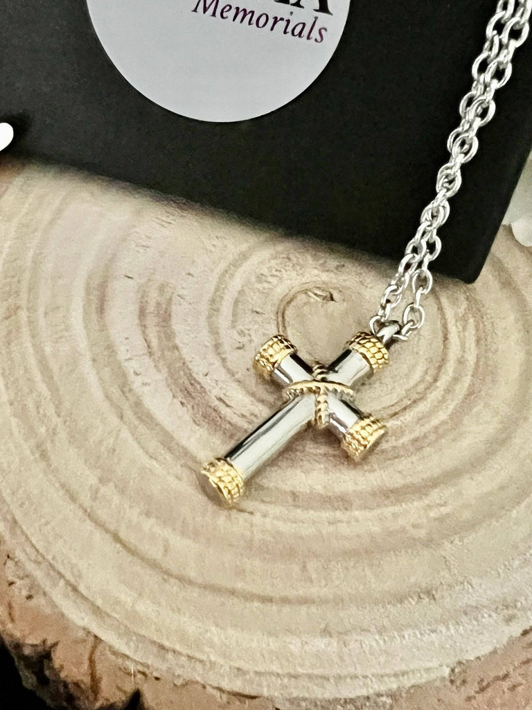 Memorial Ashes Cross Dog Tag Necklace | Cremation Ash Jewellery | Mens -  Hold upon Heart