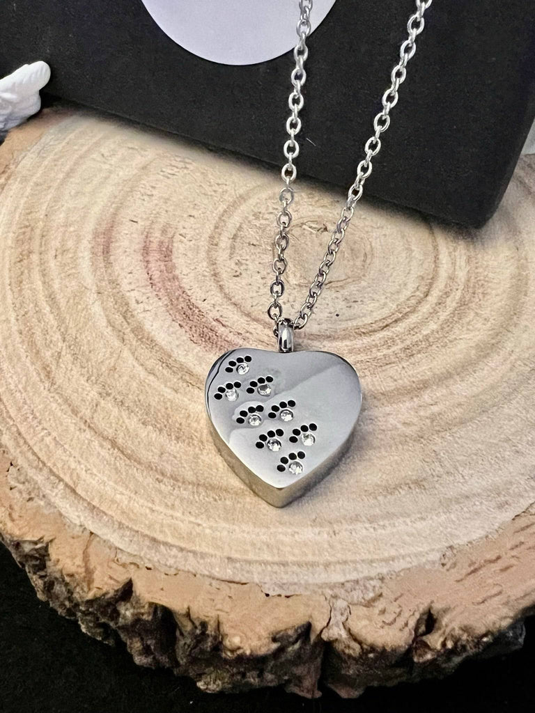 Crystal Paw Print Heart - Cremation Keepsake for Pet Ashes PRAGMA - Cremation Jewellery & Urns  Cremation Jewellery cremation necklace