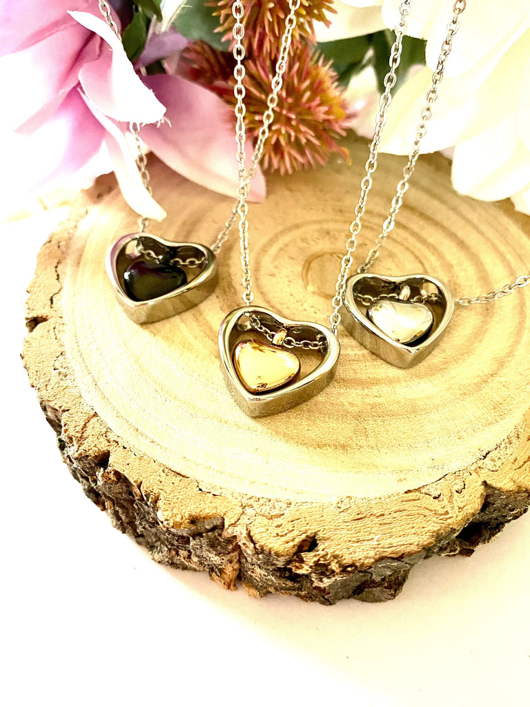 Double Heart Pendant Ashes Necklace Pragma-memorials cremation necklace
