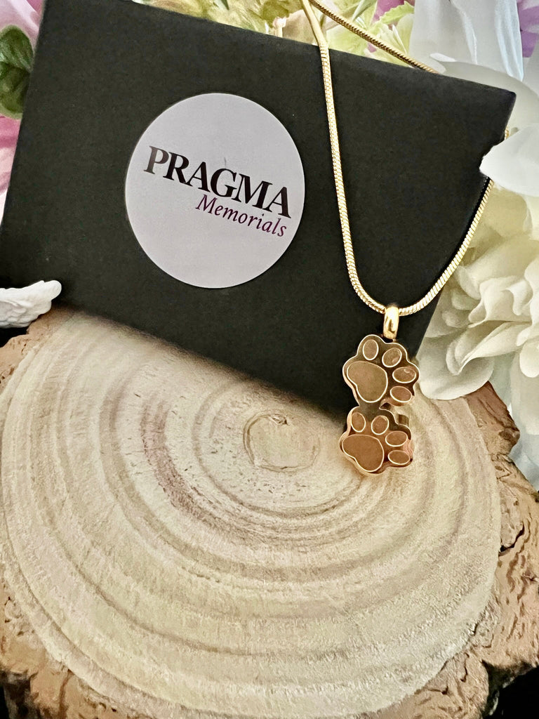 Double Paw Print Pet Ashes Pendant/Necklace PRAGMA - Cremation Jewellery & Urns  cremation necklace