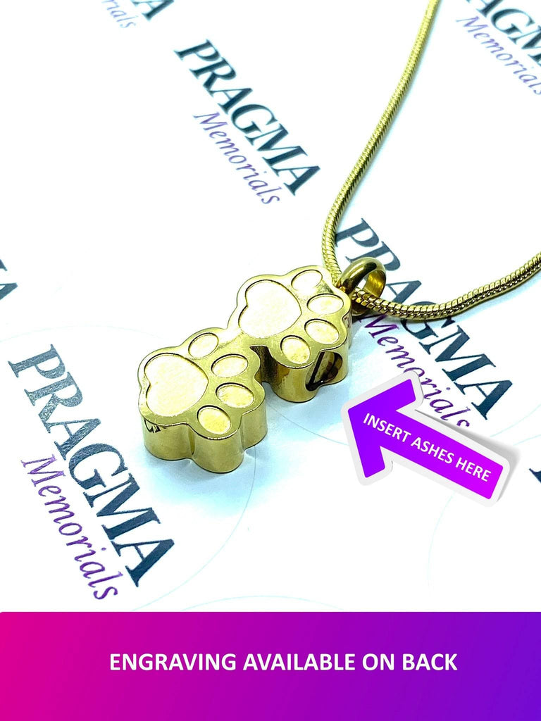 Double Paw Print Pet Ashes Pendant/Necklace PRAGMA - Cremation Jewellery & Urns  cremation necklace