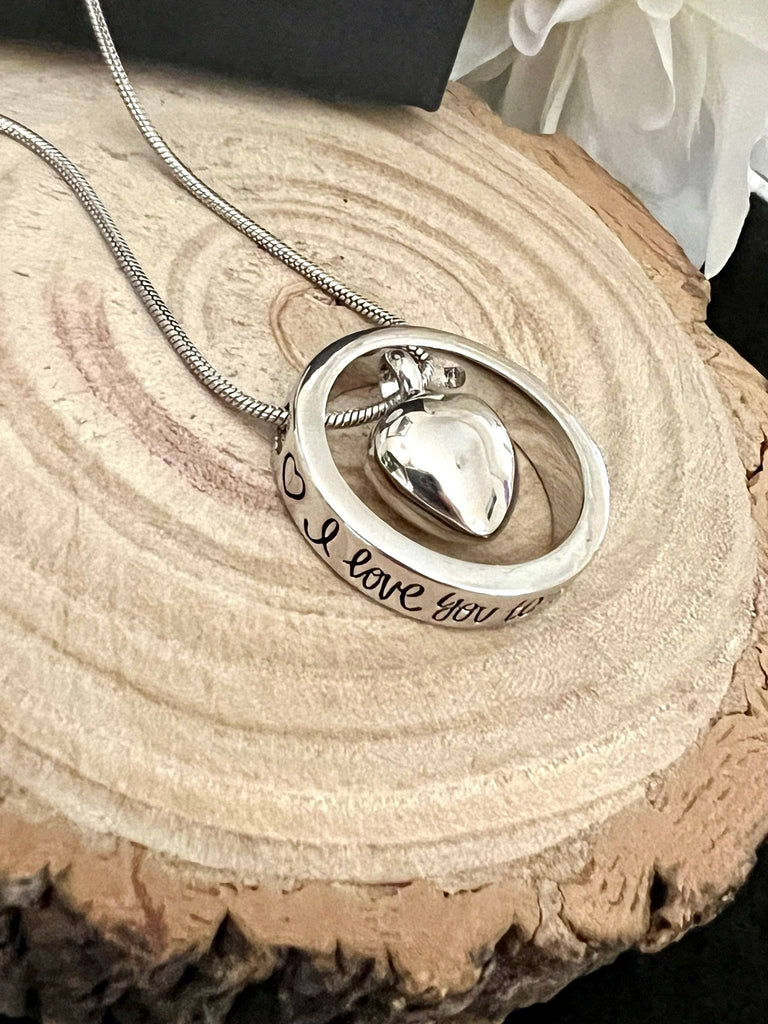 Eternity Heart 'I Love You To The Moon And Back' Necklace for Ashes PRAGMA - Cremation Jewellery & Urns  Cremation Jewellery Blank cremation necklace