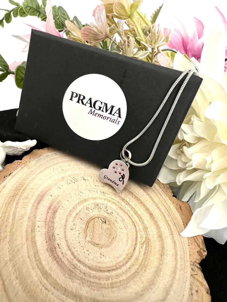 Grandma Crystal Love Heart Ashes  Pendant Pragma-memorials cremation necklace