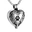 Paw-Print Love Heart - Silver Pet Cremation Pendant & Necklace for Ashes