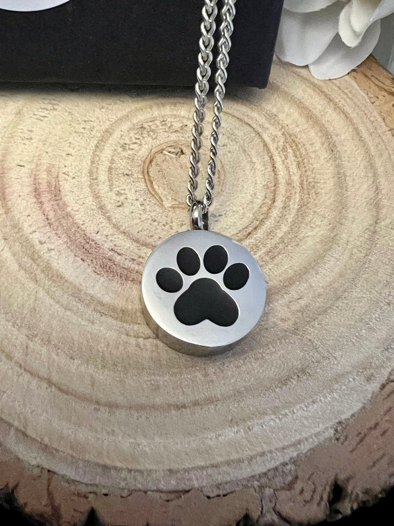 Paw Print Round Urn Necklace for Pet Ashes PRAGMA - Cremation Jewellery & Urns  Cremation Jewellery cremation necklace