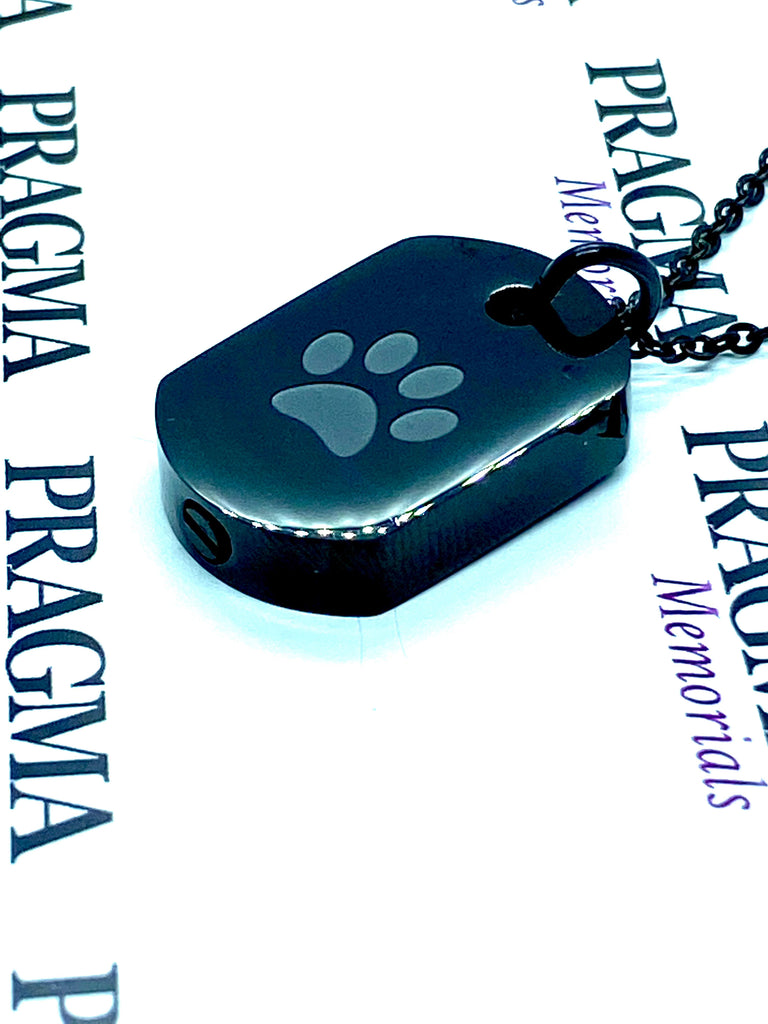 Paw Print Rounded Rectangle - Personalised Cremation Necklace for Pet Ashes PRAGMA - Cremation Jewellery & Keepsakes cremation necklace