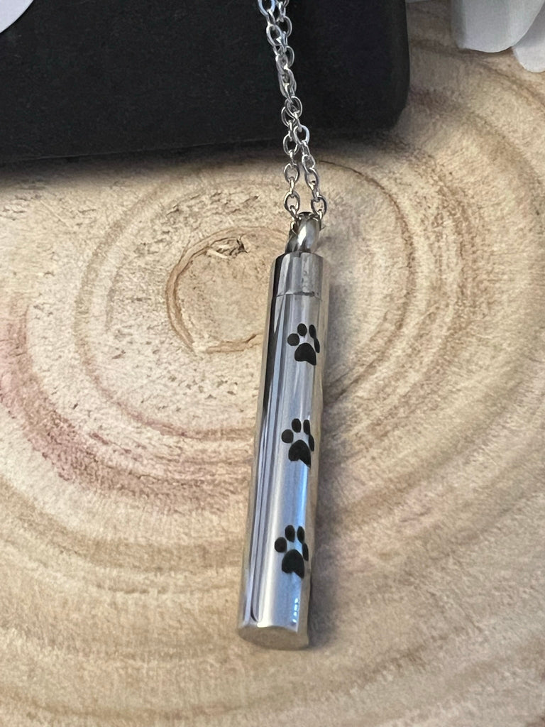 Pet Paw Cylinder Pet Cremation Pendant & Necklace for Ashes PRAGMA - Cremation Jewellery & Urns  Cremation Jewellery cremation necklace
