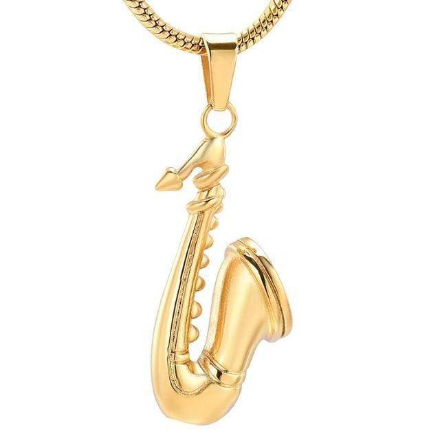 Saxophone Cremation Chain and Pendant for Ashes - PRAGMA - Cremation Jewellery & Keepsakes