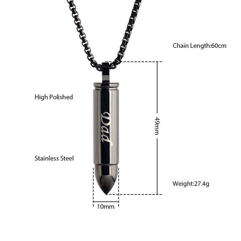 Silver/Black Bullet with Cross - Dad Cremation Pendant Cremation ...