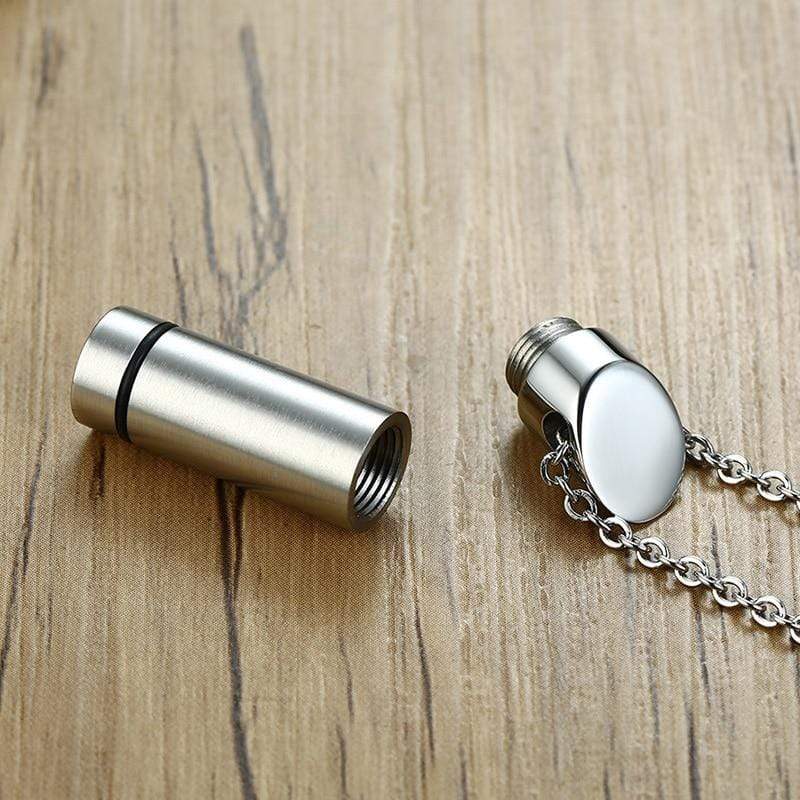 Silver Cylinder Capsule - Necklace & Pendant for Ashes - PRAGMA - Cremation Jewellery & Keepsakes