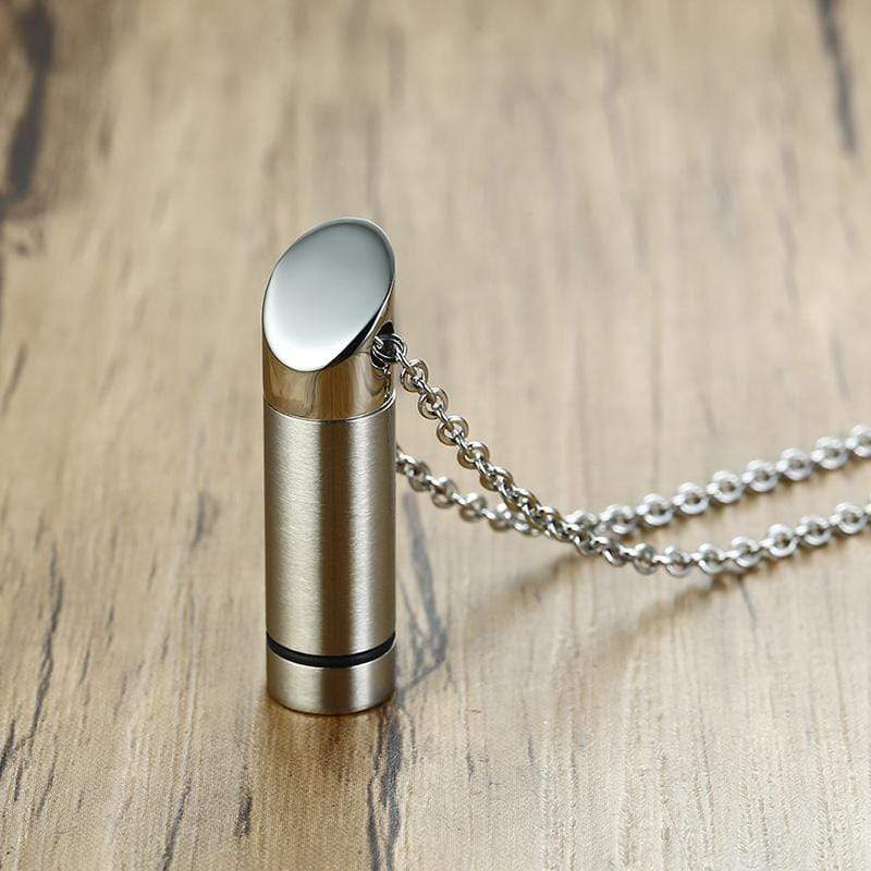 Silver Cylinder Capsule - Necklace & Pendant for Ashes - PRAGMA - Cremation Jewellery & Keepsakes