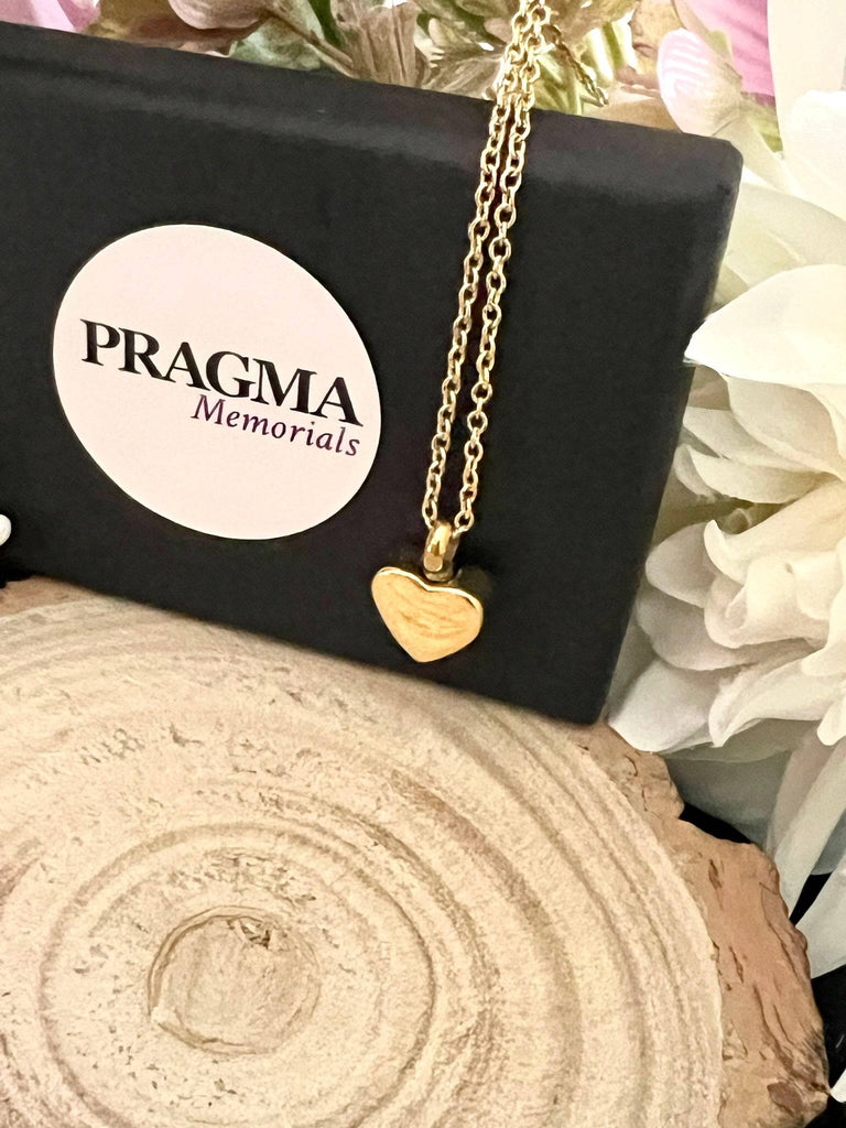 Simple Mini Heart Pendant for Ashes (Gold, Silver or Rose-Gold) Pragma-memorials cremation necklace