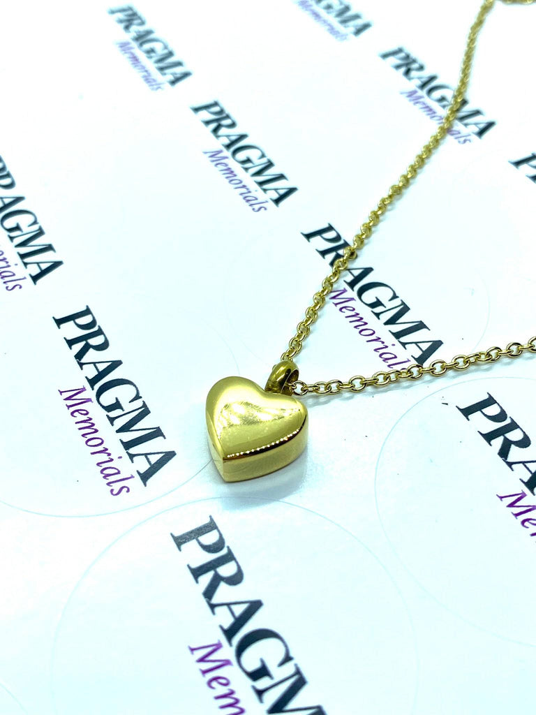 Simple Mini Heart Pendant for Ashes (Gold, Silver or Rose-Gold) Pragma-memorials cremation necklace